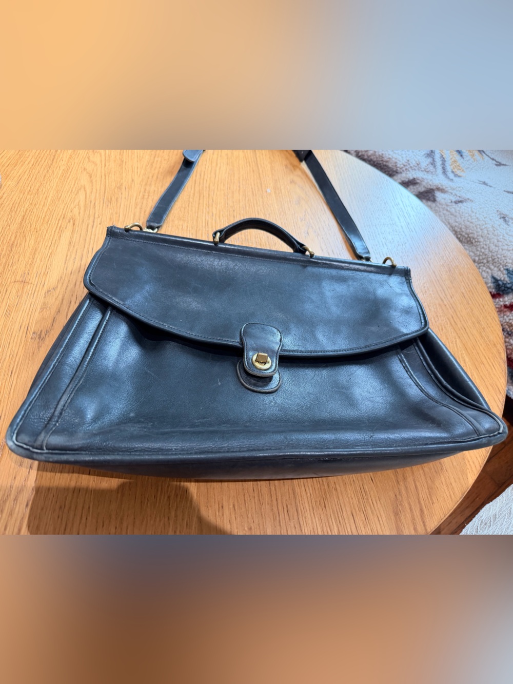 Vintage Coach Beekman Black Leather Briefcase Messenger Bag